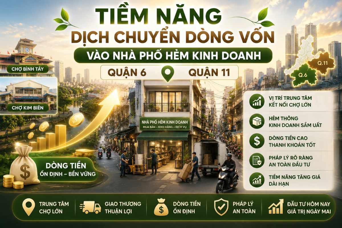 Tiềm Năng Dịch Chuyển Dòng Vốn Vào Nhà Phố Hẻm Kinh Doanh Quận 6 Quận 11