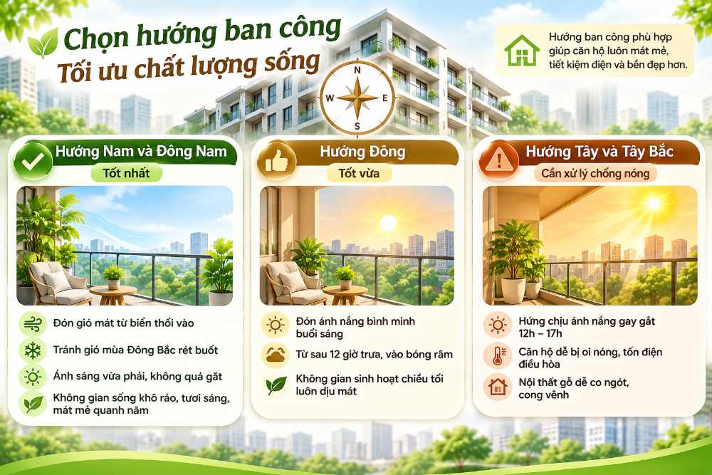Phân tích chọn hướng ban công theo Khoa học Khí hậu miền Nam